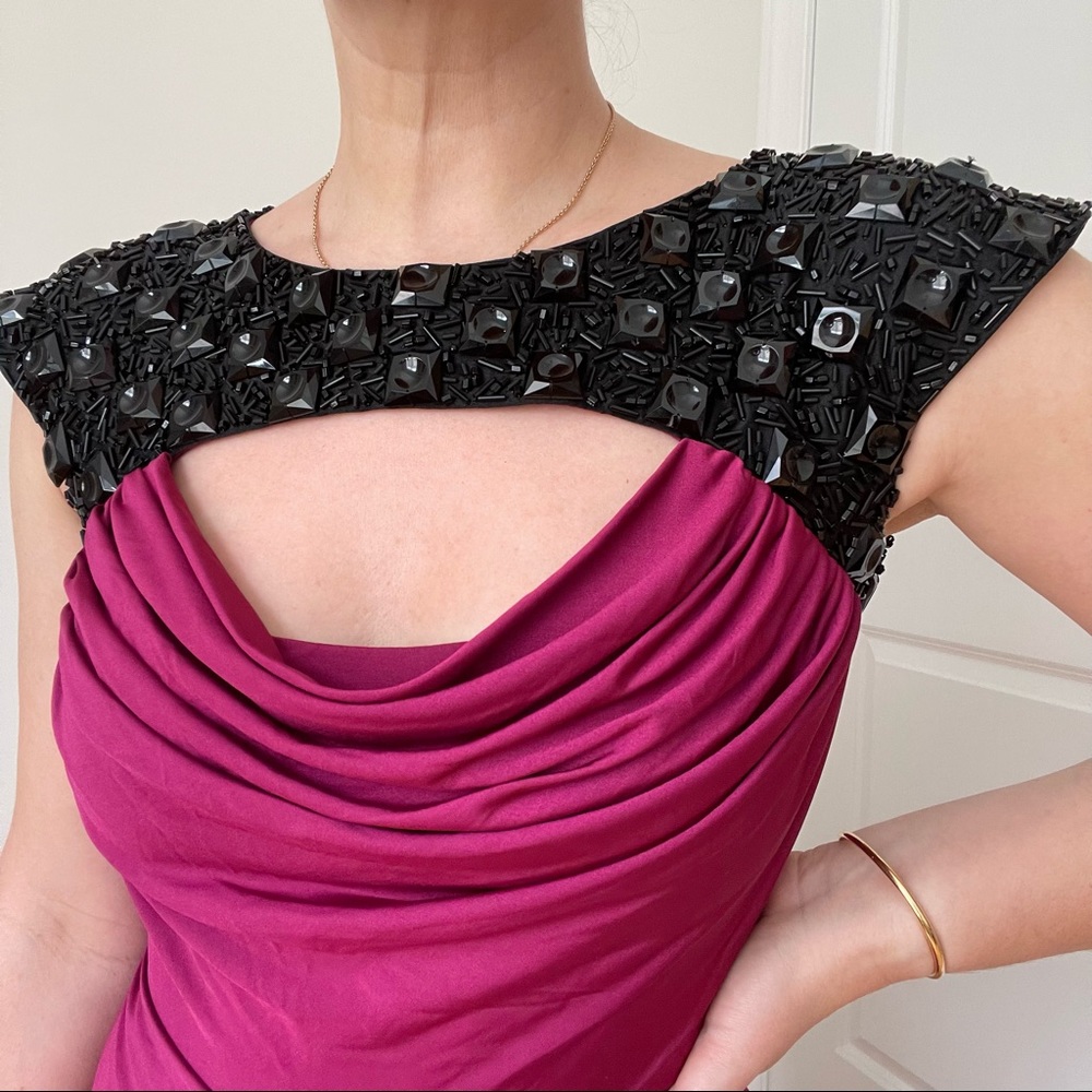 Designer Showroom Embellished Silk Jersey Draped Mini Dress - Picture 5 of 13